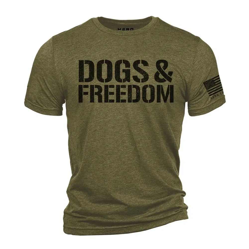 Hero Dogs & Freedom T-Shirt in Olive Green - Picture 1 of 3